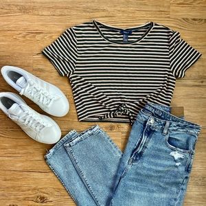 Forever 21 Large cropped striped tee